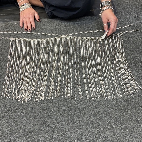 Rhinestone fringe belt  costume silver main image 3